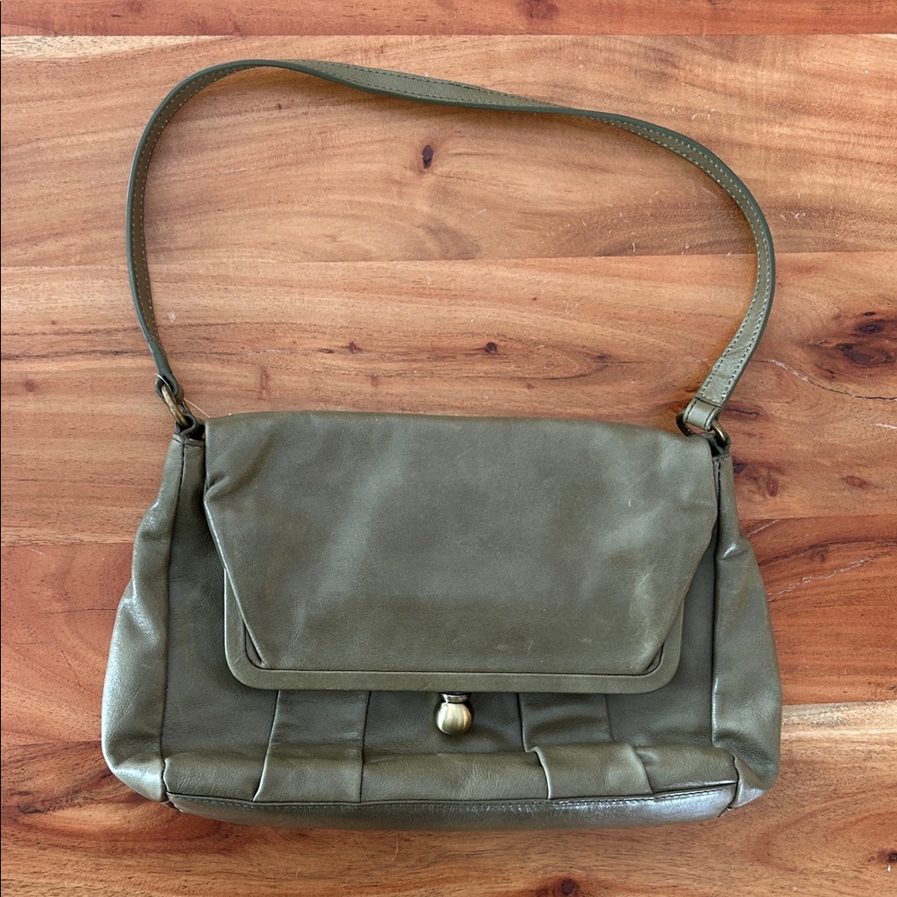Hobo International Olive Green Shoulder Bag with brushed gold accent